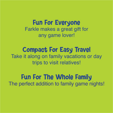Dice-rolling game info panel with headings in blue on green