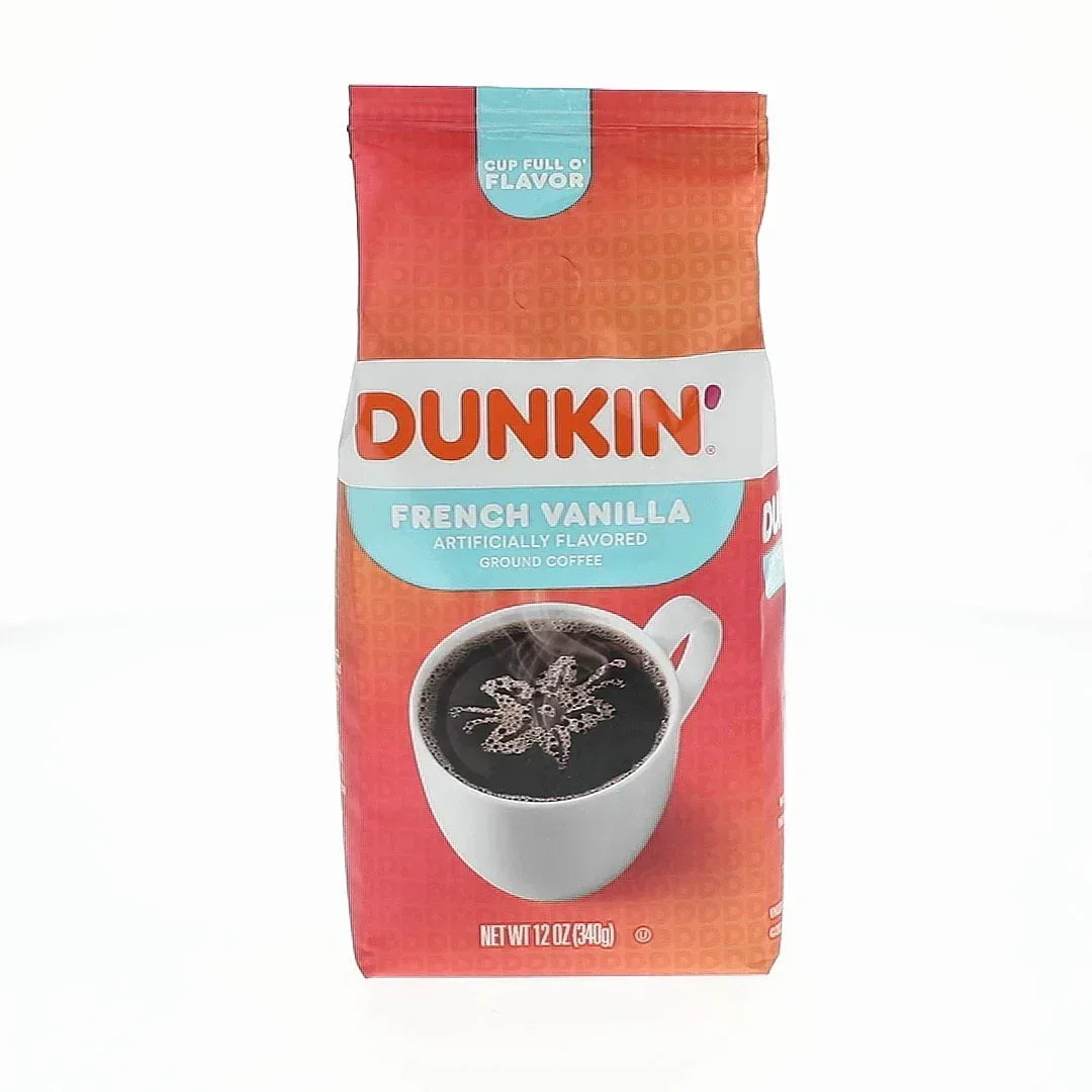 Dunkin’ French Vanilla Artificially Flavored Coffee, Ground Coffee, 12 oz Bag