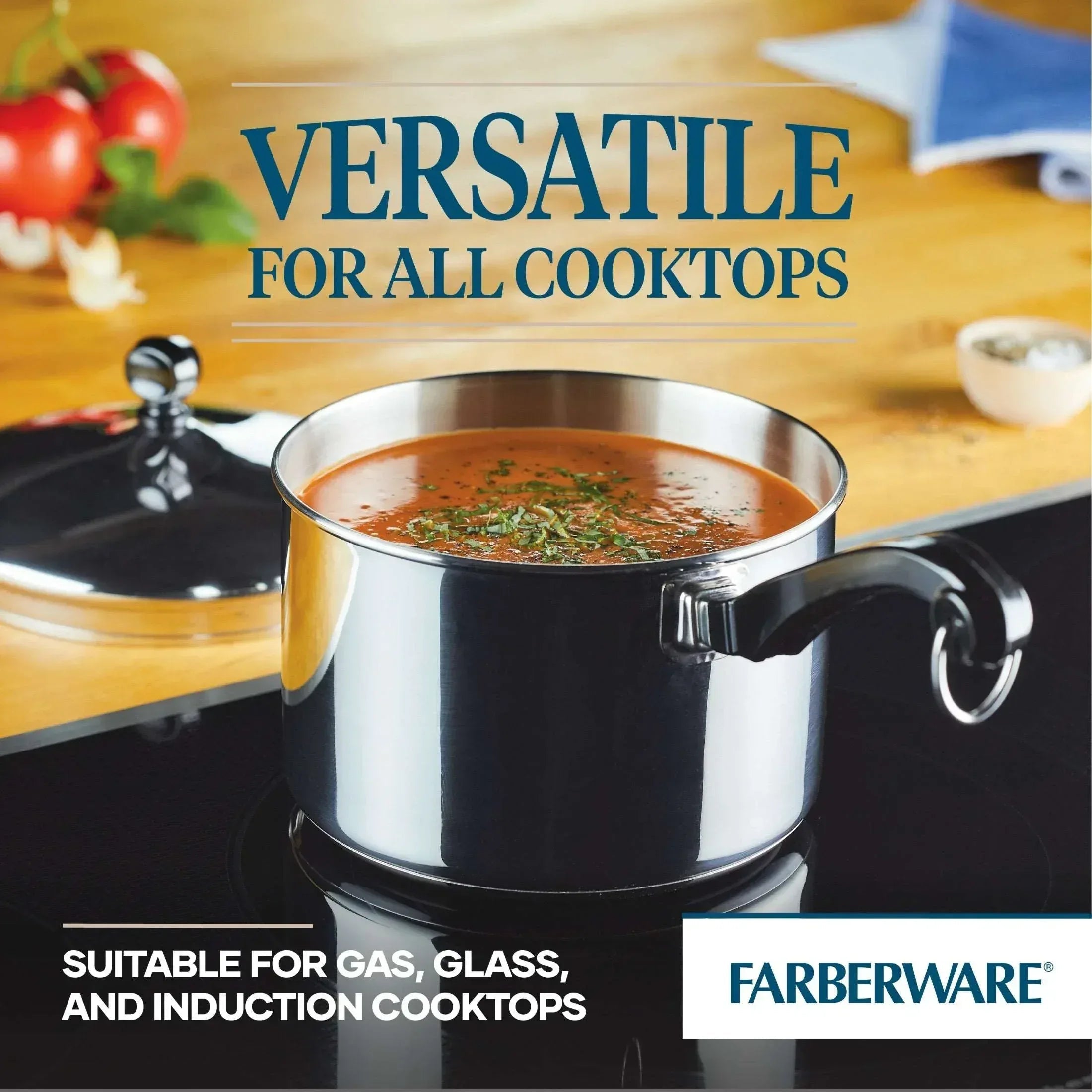 Farberware Classic Series 3 Quart Stainless Steel Sauce Pan with Lid, Induction Compatible, Metal Utensil and Dishwasher Safe, Stainless Steel