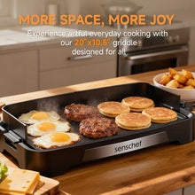 SENSCHEF 20-inch electric griddle with raised splash guard and wide cooking surface