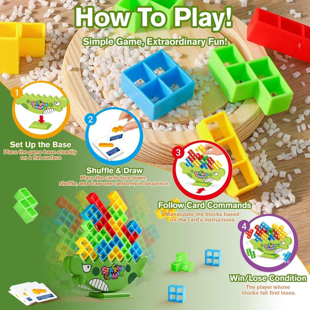 PBALPADL Dinosaur Balance Stacking Blocks by Lktvy. 48PCS Educational STEM Toy for Kids Ages 3+, Safe ABS Construction, Fun Family Game for Focus & Fine Motor Skills - USA MEGA SHOP