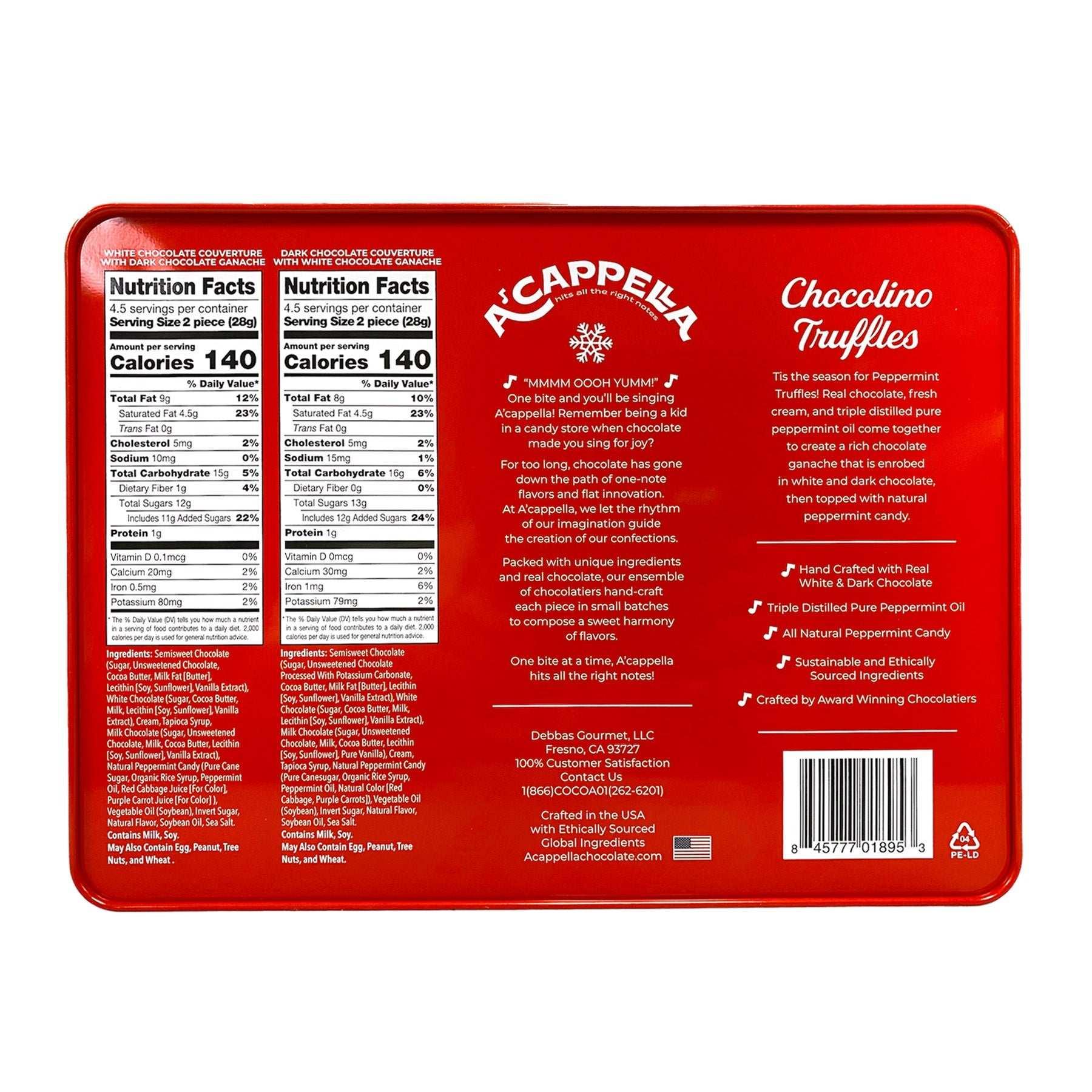 A'cappella 18 Peppermint Chocolino Truffle Tin, 2-pack - USA MEGA SHOP