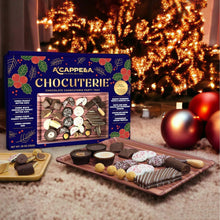 Chocolate charcuterie gift set with box and tray of assorted chocolates and cookies