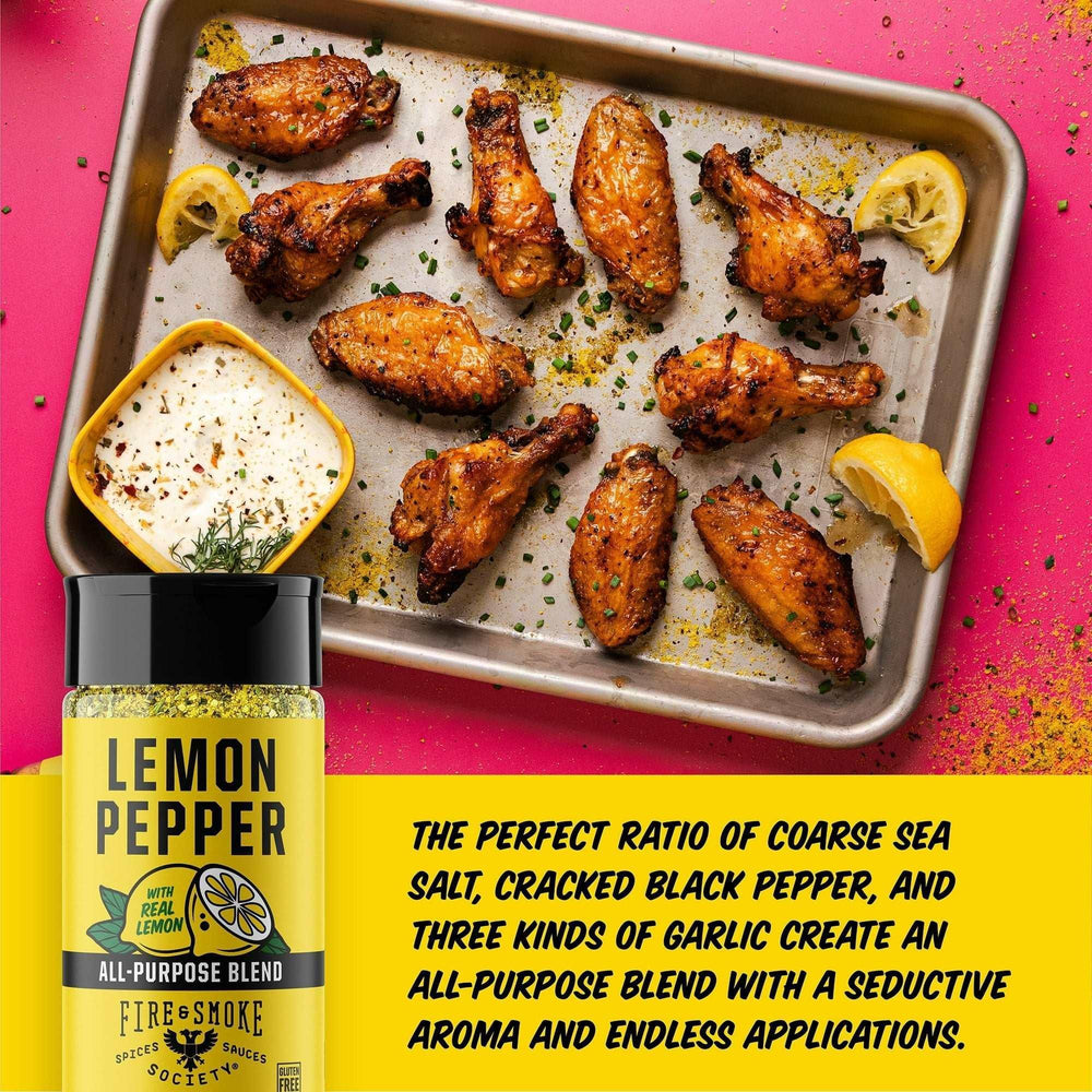 Fire & Smoke Society Lemon Pepper Seasoning, Chicken, Wing Seasoning, 6 oz Mixed Spices & Seasonings - USA MEGA SHOP
