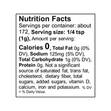 Nutrition facts panel for lemon pepper all-purpose seasoning, servings and calories info.