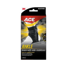 Ankle support brace package for adjustable black ACE brace with side stabilizers