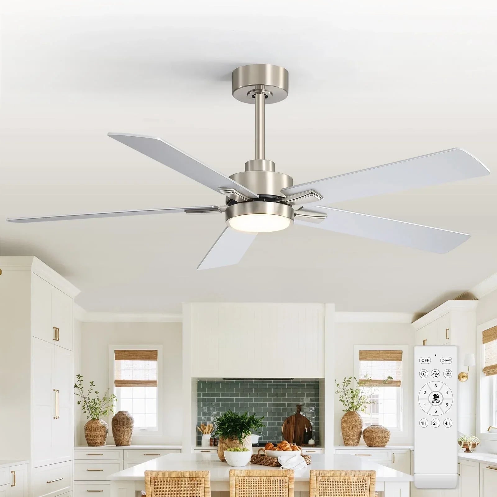 ALKAFY 52 inch Gold & Black LED Ceiling Fan with Remote - Adjustable Reversible Motor for Bedroom Living Room - USA MEGA SHOP
