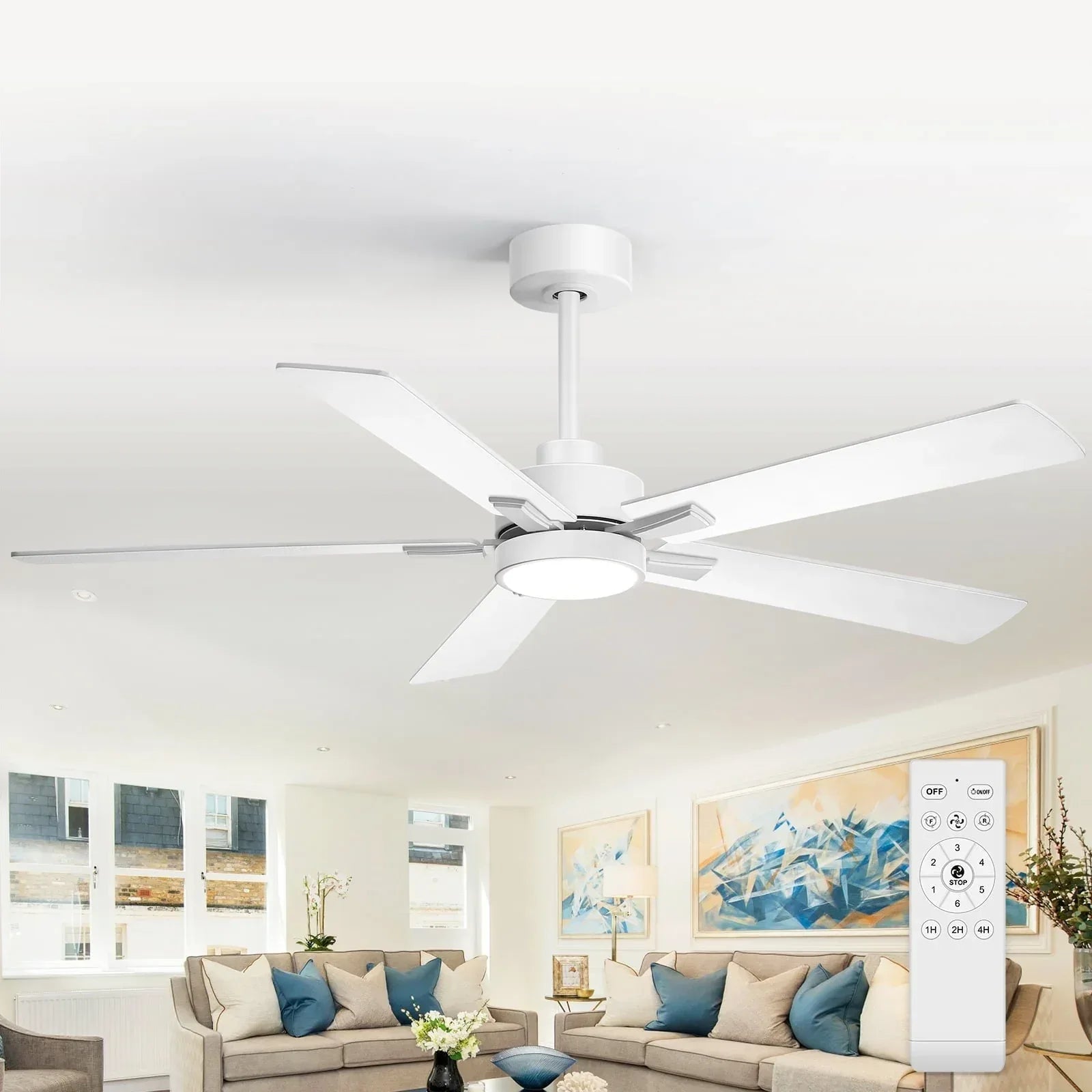 ALKAFY 52 inch Gold & Black LED Ceiling Fan with Remote - Adjustable Reversible Motor for Bedroom Living Room - USA MEGA SHOP