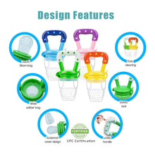4-color baby fruit feeder pacifier with wide pouch and safety lock design features