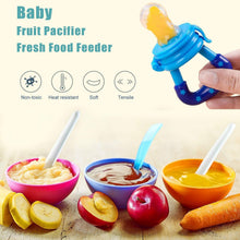 Blue baby fruit feeder pacifier fresh food feeder with fruit puree bowl examples
