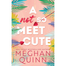 Pink paperback cover with tropical leaves and large 'MEET CUTE' title text