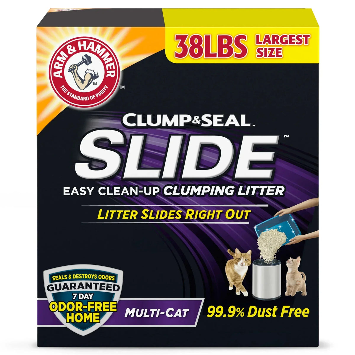 ARM & HAMMER Clump & Seal SLIDE Cat Litter, Easy Clean-up Multi-Cat Clumping Litter, 38 lbs - USA MEGA SHOP