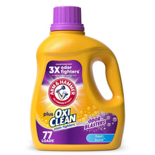 ARM & HAMMER OxiClean liquid laundry detergent bottle, fresh scent, front view