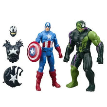 Venomized action figure set: Captain America and Hulk with extra accessory parts