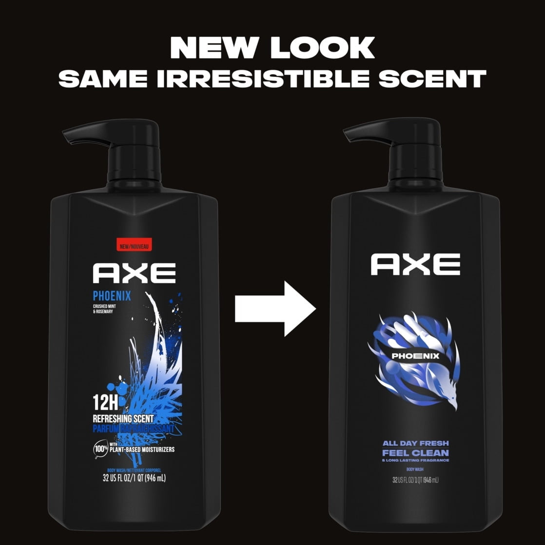 AXE Men's Liquid Body Wash & Shower Gel with Pump Phoenix Crushed Mint & Rosemary, 32 fl oz