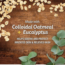 Medicated rash ointment ingredients card with colloidal oatmeal and eucalyptus