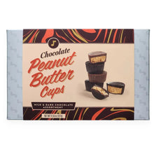 Chocolate peanut butter cups box with assorted milk and dark molded cups