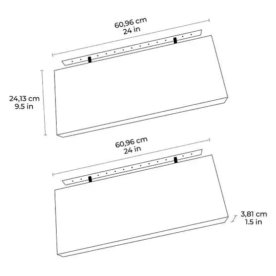 Acacia Floating Wood Shelf, 2-pack - USA MEGA SHOP