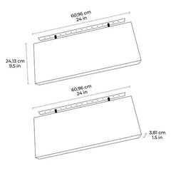 Acacia Floating Wood Shelf, 2-pack - USA MEGA SHOP