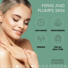Collagen lotion applied to face and neck with fingertips