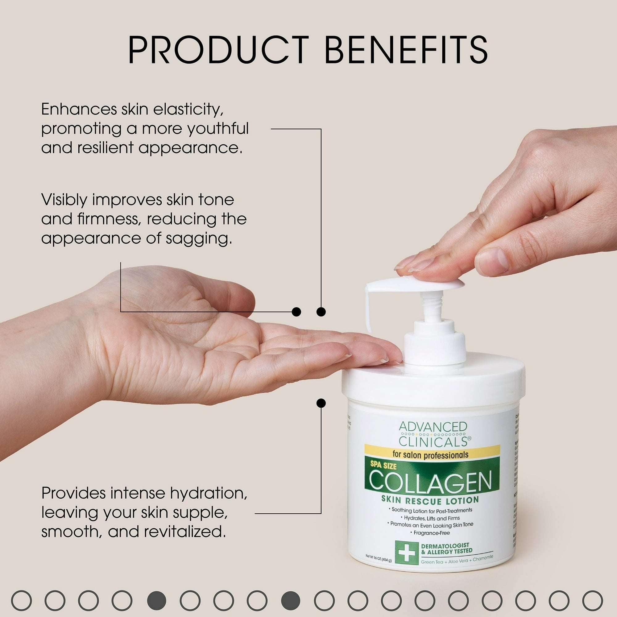 Advanced Clinicals Collagen Cream Body Lotion & Face Moisturizer W/ Vitamin E | Skincare Moisturizing Collagen Lotion For Women, Men, Hand, & Neck Improves Look Of Crepey Skin & Uneven Dry Skin, 16Oz