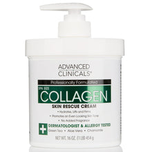 Collagen skin rescue cream jar with white pump, Advanced Clinicals label