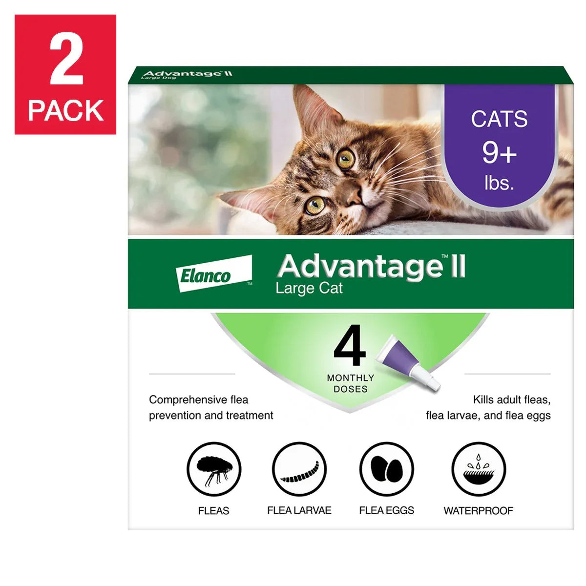 Advantage II Flea Topical Treatment for Cats Over 9 lbs, 4-doses, 2-count - USA MEGA SHOP
