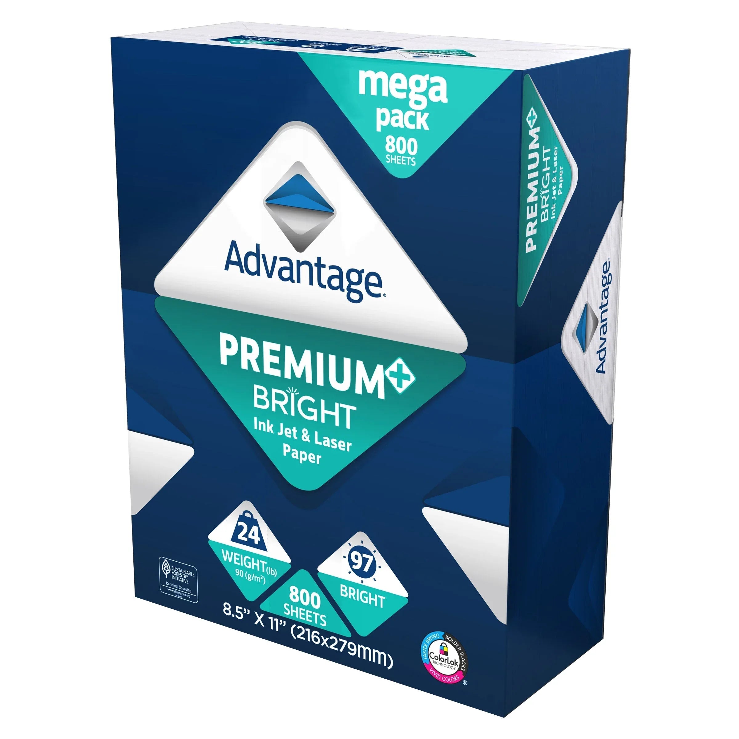 Advantage Premium Bright Ink Jet and Laser Paper, 8.5"x11" Letter, White, 24lb, 97 Bright, 1 Ream of 800 Sheets - USA MEGA SHOP