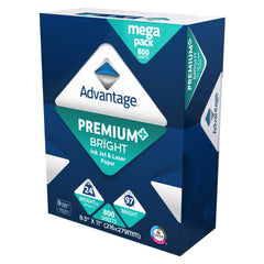 Advantage Premium Bright Ink Jet and Laser Paper, 8.5"x11" Letter, White, 24lb, 97 Bright, 1 Ream of 800 Sheets - USA MEGA SHOP