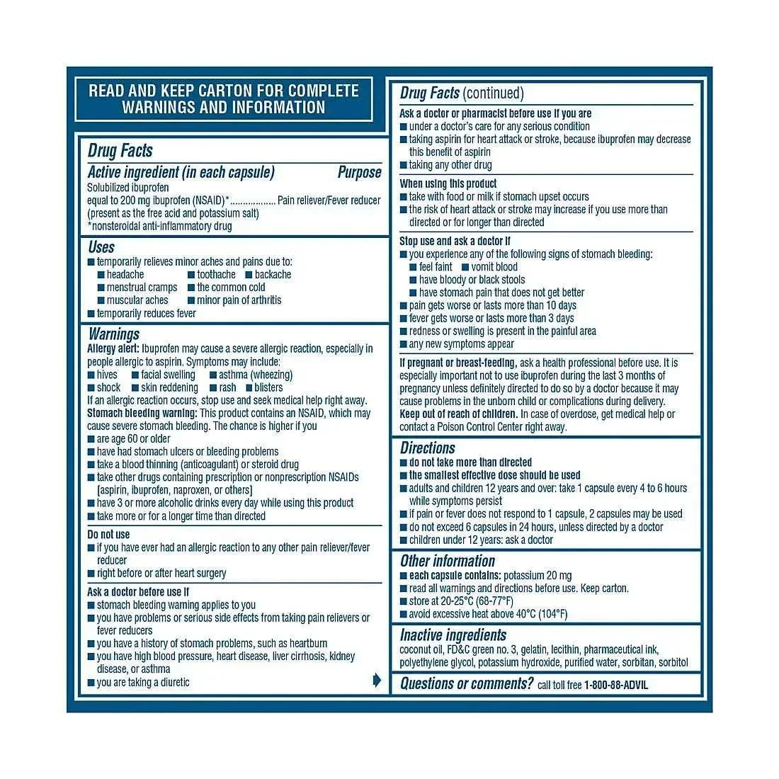 Advil Liqui-Gels Pain Reliever & Fever Reducer, 120 Count, 2 Pack