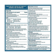 Drug facts and warnings panel with directions and ingredients
