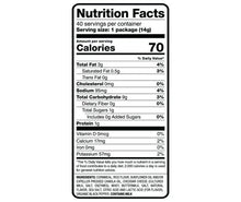 Nutrition Facts panel for baked cheddar puffs, 70 calories per serving