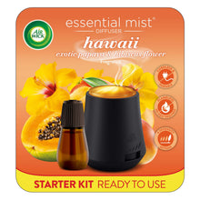 Cordless essential mist oil diffuser starter kit with refill bottle, black base, amber top
