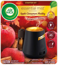 Air Wick Essential Mist diffuser starter kit with dark diffuser and apple cinnamon fragrance oil