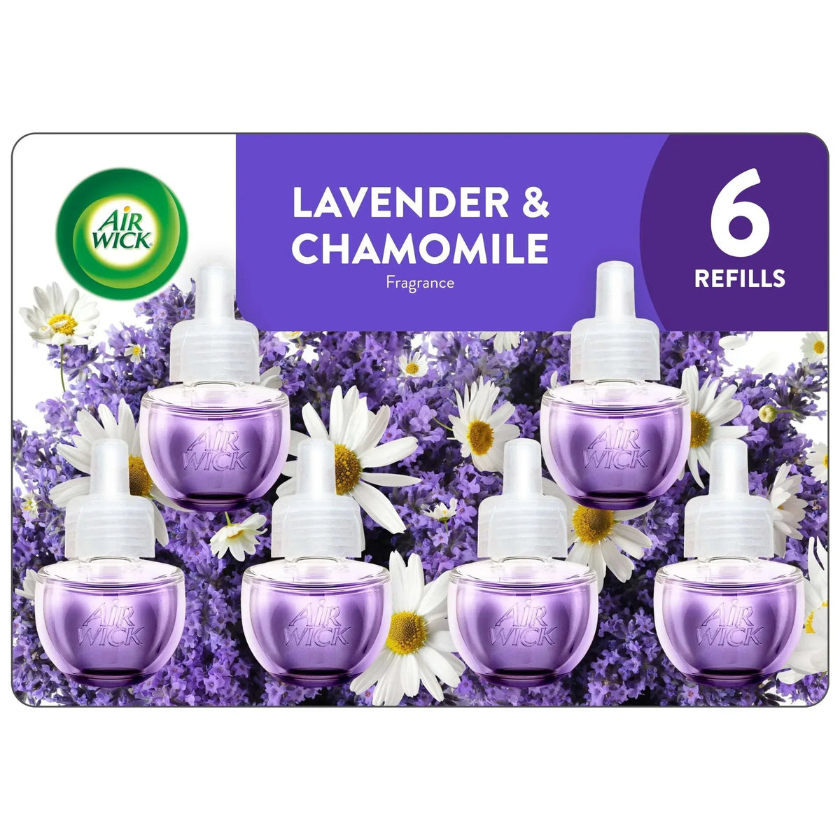 Air Wick Plug-In Scented Oil Air Freshener Warmer Refills, Lavender and Chamomile, 6 Count