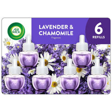 Lavender & chamomile scent oil refills, six purple bottles with lavender artwork
