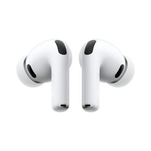 White wireless earbuds with black speaker mesh, front view