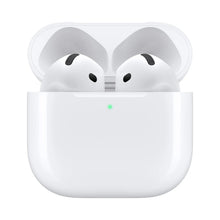 AirPods 4 wireless earbuds in white charging case with LED status light