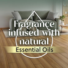 Fragrance diffuser with top light, 'natural essential oils' claim graphic