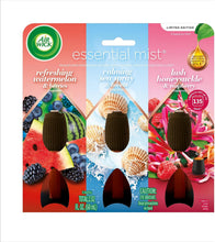 Air Wick essential mist refill multipack retail pack with 3-count scent illustrations