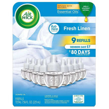 Scented oil air freshener refill pack, Fresh Linen scent, 9 refills