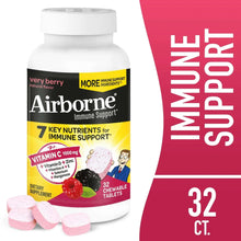 Airborne chewable vitamin C supplement bottle with very berry label