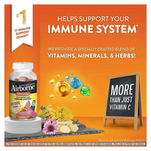 Promotional graphic with immune system message and a small Airborne Original gummies bottle