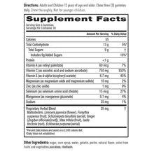 Airborne immune support supplement facts label, serving size 3 gummies