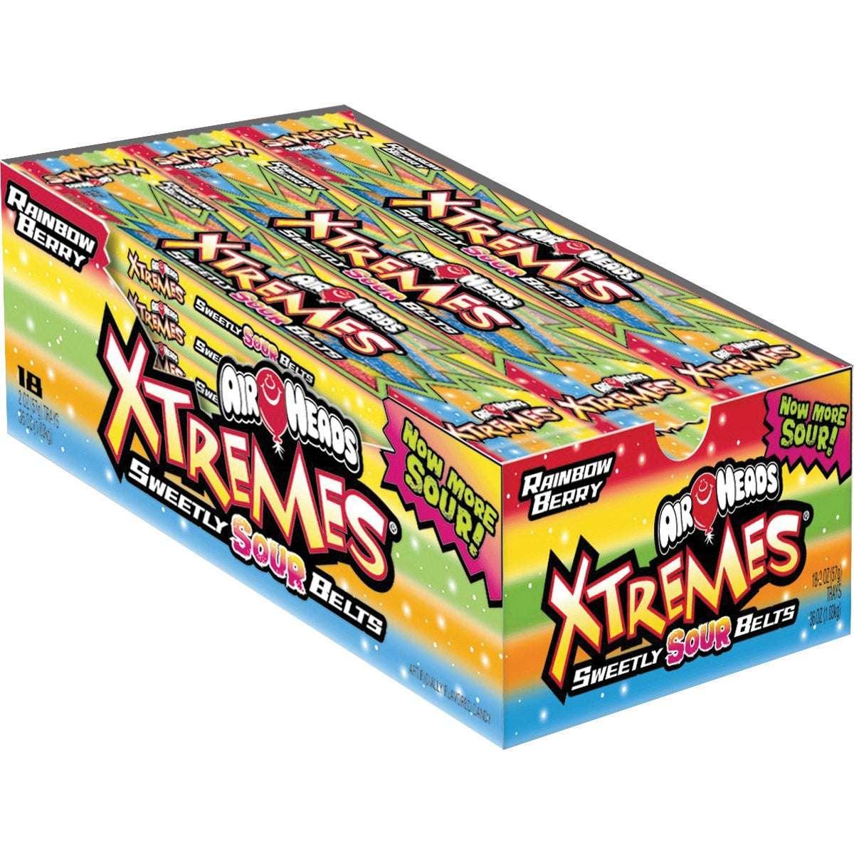 Airheads Xtremes Sweetly Sour Belts, Rainbow Berry, 2 oz, 18-count - USA MEGA SHOP