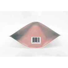 Airship coffee pouch bottom with barcode on pink foil