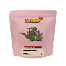Airship whole bean coffee pouch, pink with airplane logo and Fruity & Floral label