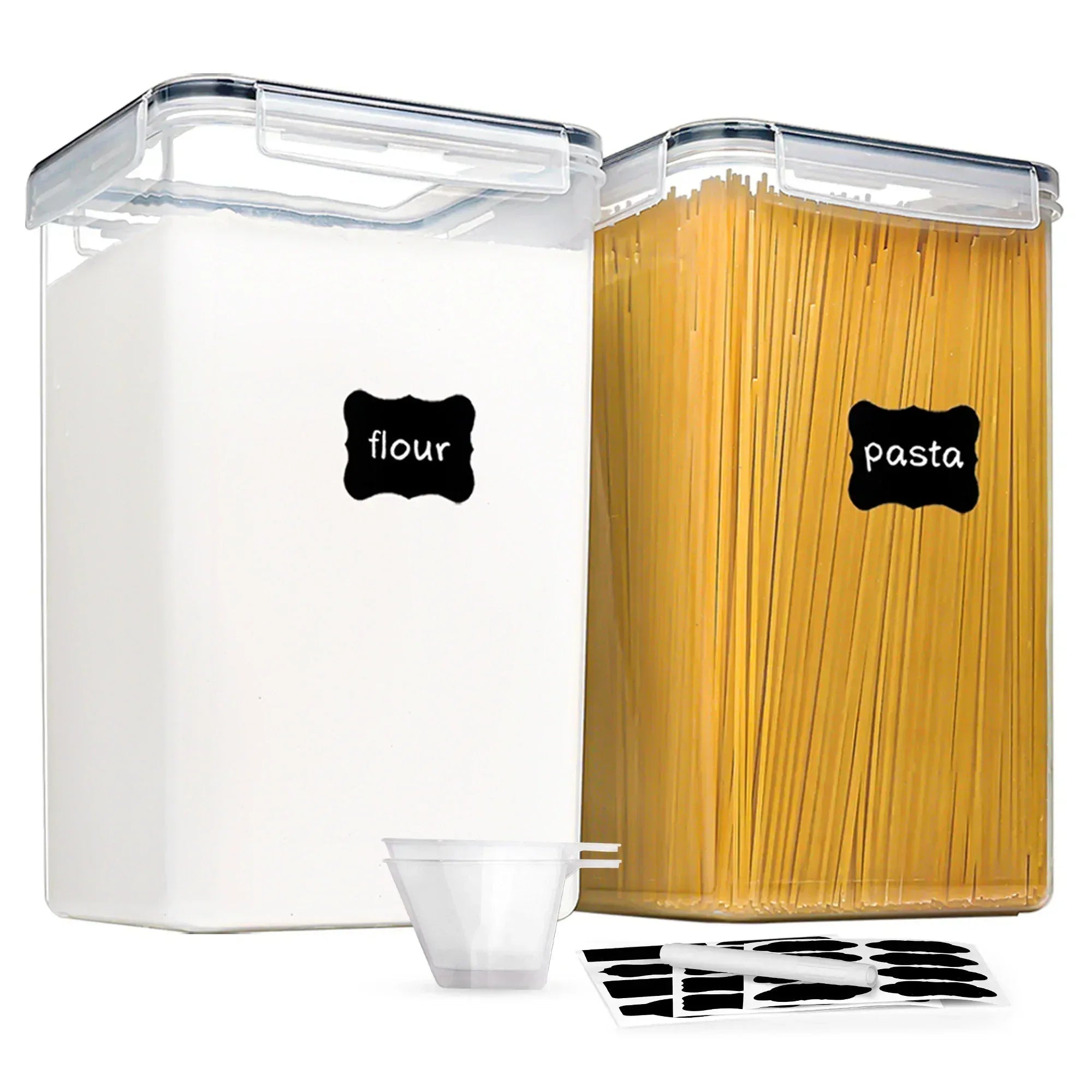 Vtopmart Airtight Storage Canisters for Flour, Sugar, 2 Pcs Large Food Storage Containers, 6.5L /219.79fl oz