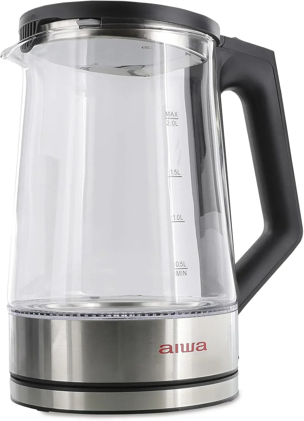 Aiwa 2-Liter Glass Electric Water Kettle, Cordless Hot Water Boiler with Auto-Shutoff, Black - USA MEGA SHOP