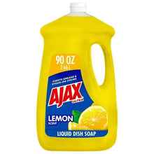 Ajax Ultra Lemon liquid dish soap, yellow bottle with handle and white screw cap.